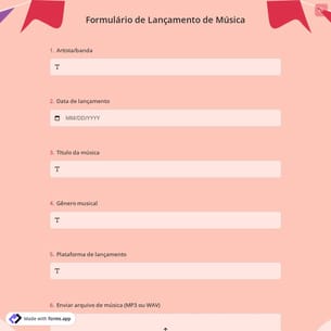 Formulário de Lançamento de Música