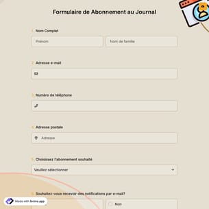 Formulaire de Abonnement au Journal