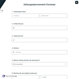 Zeitungsabonnement-Formular
