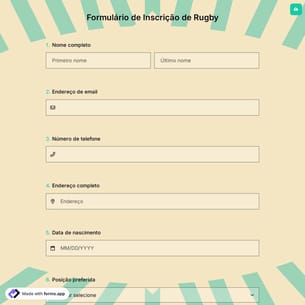 Formulário de Inscrição de Rugby