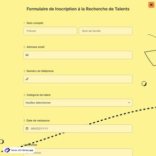 Formulaire de Inscription à la Recherche de Talents