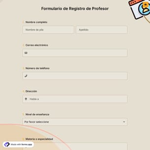 Formulario de Registro de Profesor