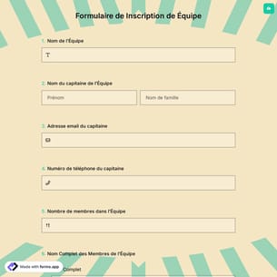 Formulaire de Inscription de Équipe