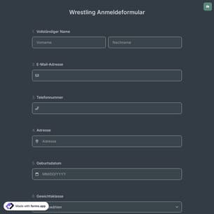 Wrestling Anmeldeformular