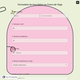 Formulaire de Inscription au Cours de Yoga