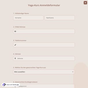 Yoga-Kurs Anmeldeformular
