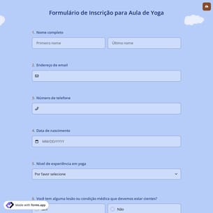Formulário de Inscrição para Aula de Yoga