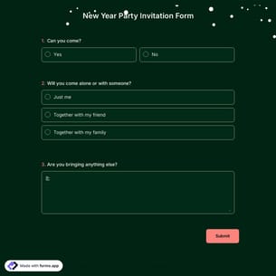 New Year Party Invitation Form