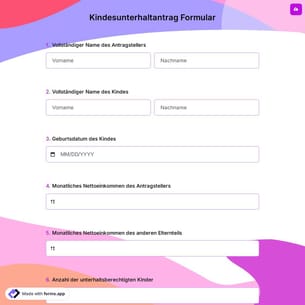 Kindesunterhaltantrag Formular