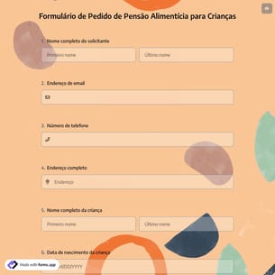 Formulário de Pedido de Pensão Alimentícia para Crianças