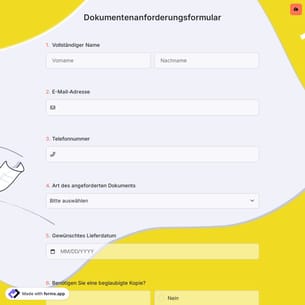 Dokumentenanforderungsformular