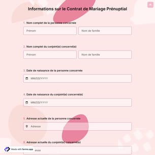 Informations sur le Contrat de Mariage Prénuptial