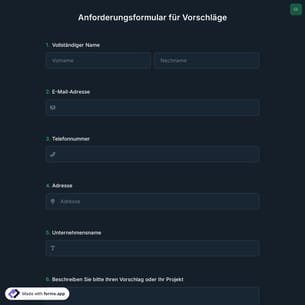 Anforderungsformular für Vorschläge