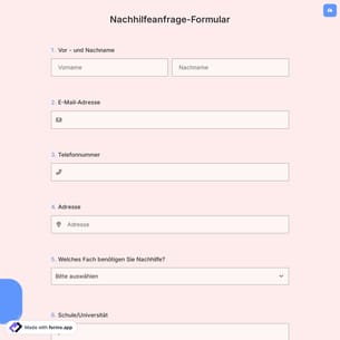 Nachhilfeanfrage-Formular