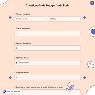 Cuestionario de Fotografía de Boda