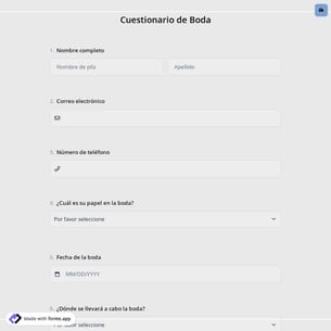 Cuestionario de Boda