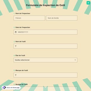 Formulaire de Inspection de Outil