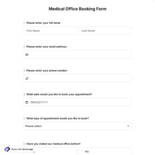 Medical Office Booking Form