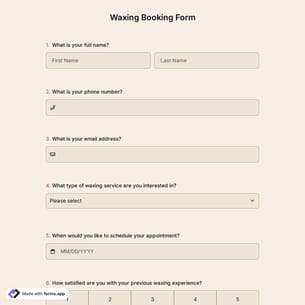 Waxing Booking Form