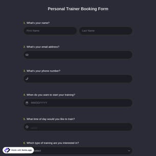 Personal Trainer Booking Form