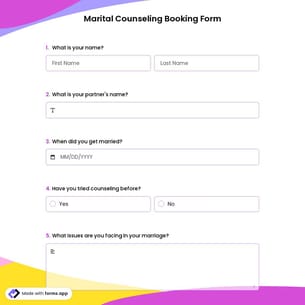 Marital Counseling Booking Form