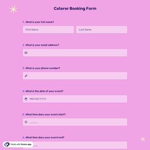 Caterer Booking Form