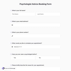 Psychologist Advice Booking Form