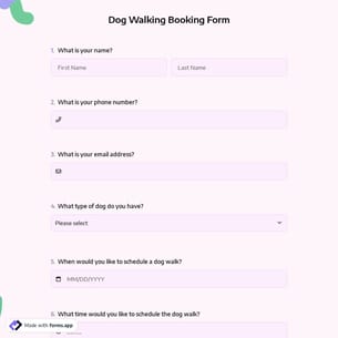 Dog Walking Booking Form