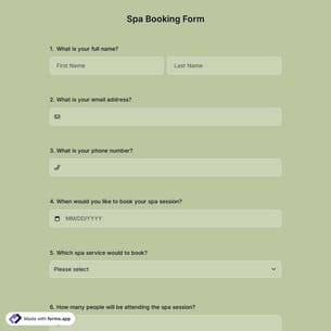 Spa Booking Form