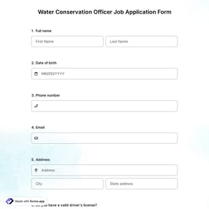 Water Conservation Officer Job Application Form