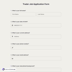 Trader Job Application Form