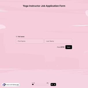 Yoga Instructor Job Application Form