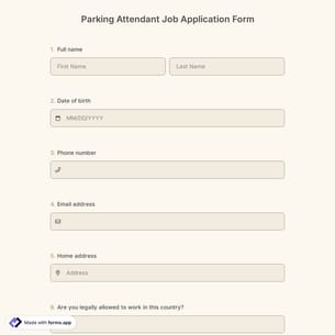 Parking Attendant Job Application Form