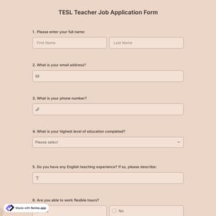 TESL Teacher Job Application Form