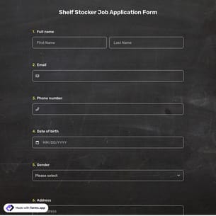 Shelf Stocker Job Application Form