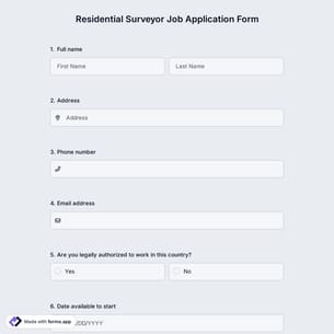 Residential Surveyor Job Application Form