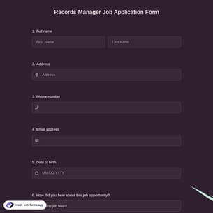 Records Manager Job Application Form