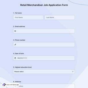 Retail Merchandiser Job Application Form