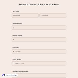 Research Chemist Job Application Form
