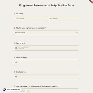 Programme Researcher Job Application Form