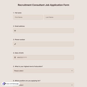 Recruitment Consultant Job Application Form