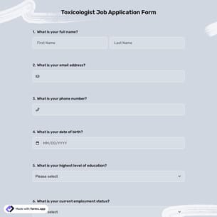 Toxicologist Job Application Form