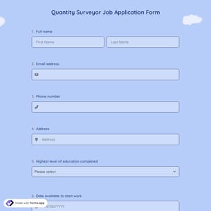 Quantity Surveyor Job Application Form