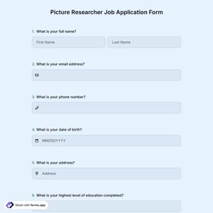 Picture Researcher Job Application Form