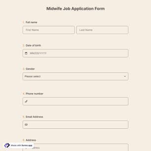 Midwife Job Application Form