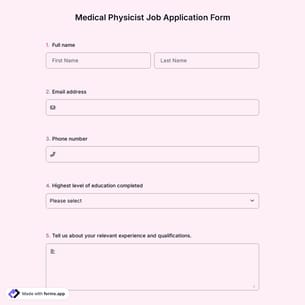 Medical Physicist Job Application Form