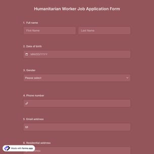 Humanitarian Worker Job Application Form