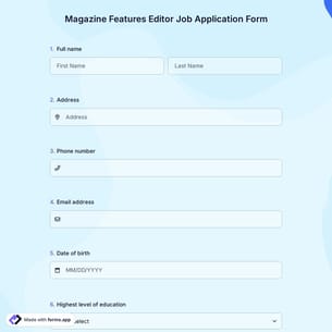 Magazine Features Editor Job Application Form