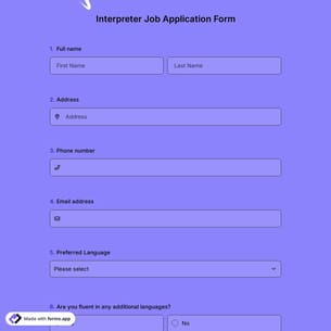 Interpreter Job Application Form
