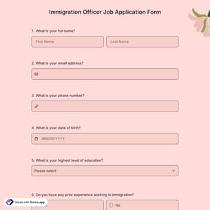 Immigration Officer Job Application Form